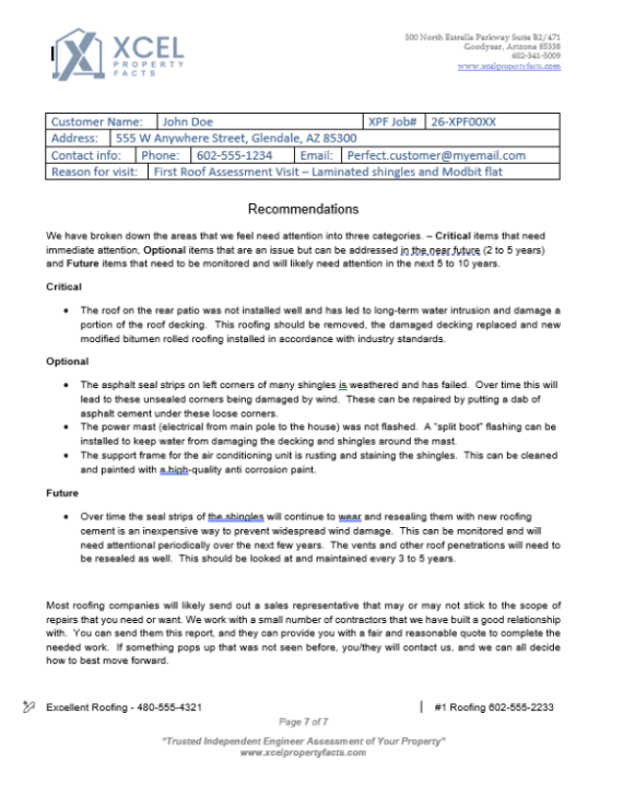 Example foundation report card